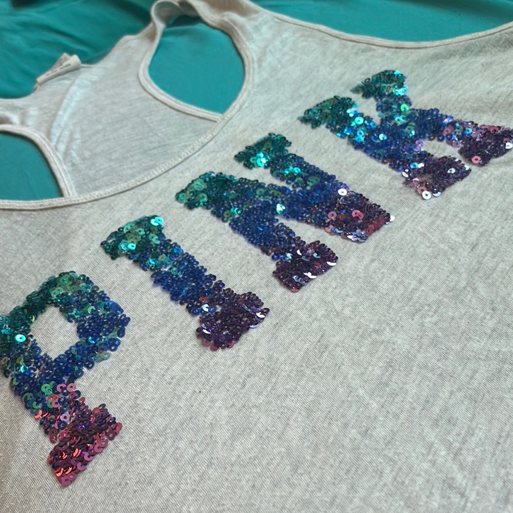 Victoria’s Secret pink razorback Sequin tee shirt